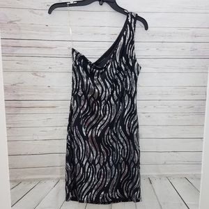 Black and Silver Sequins Dress